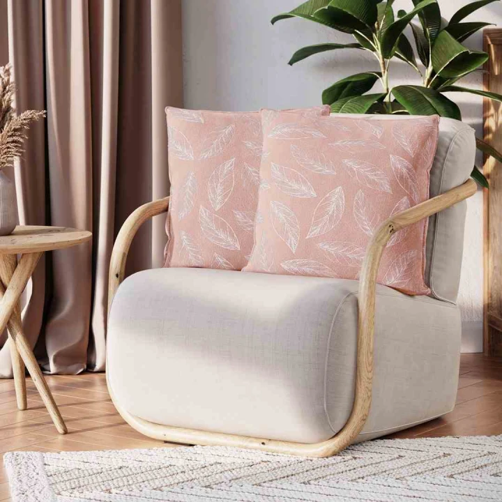 Poszewki dekoracyjne CALM 45x45 2 szt. pudrowy róż velvet roślinny wzór lamówka zamek
