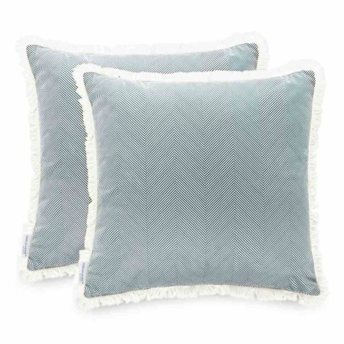 Poszewki dekoracyjne CLEAR 2 szt. velvet 45x45 cm butelkowa zieleń z frędzlami motyw boho