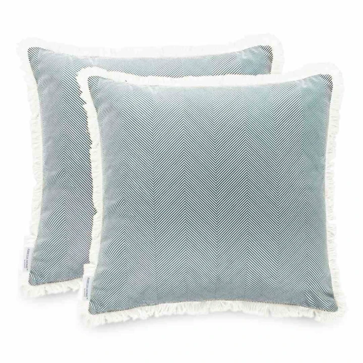 Poszewki dekoracyjne CLEAR 2 szt. velvet 45x45 cm butelkowa zieleń z frędzlami motyw boho