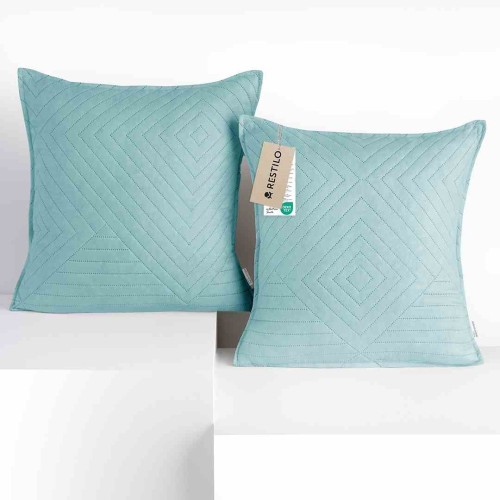 Komplet poszewek dekoracyjnych błękitnych 45x45 cm 2 szt glamour z lamówką
