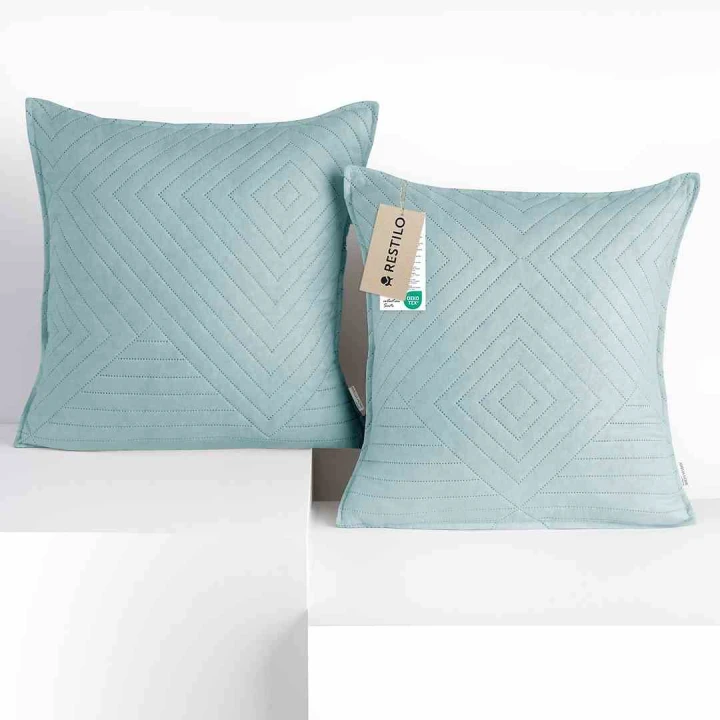 Poszewki dekoracyjne Softa 45x45 cm niebieskie glamour komplet 2 sztuki z lamówką