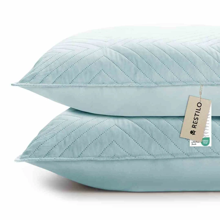 Poszewki dekoracyjne Softa 45x45 cm niebieskie glamour komplet 2 sztuki z lamówką