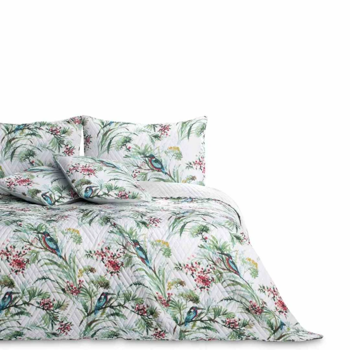 Narzuta KINGFISHER 200x220 Boho kolor biały z delikatnym nadrukiem dwustronna