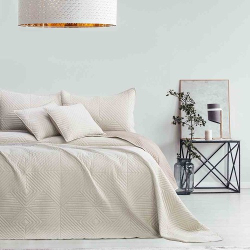 Narzuta SOFTA 220x240 mikrofibra cappuccino beżowa dwustronna pikowana ultrasonic AmeliaHome