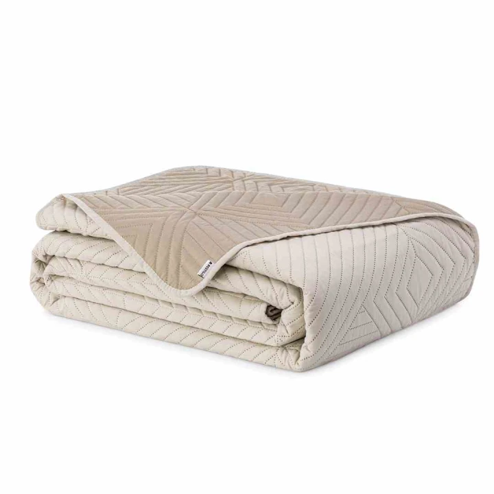 Narzuta SOFTA 220x240 mikrofibra cappuccino beżowa dwustronna pikowana ultrasonic AmeliaHome