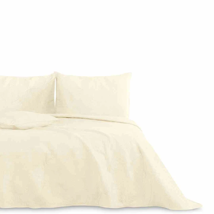 Narzuta Palsha 220x240 beżowa velvet dwustronna lamówka styl nowoczesny