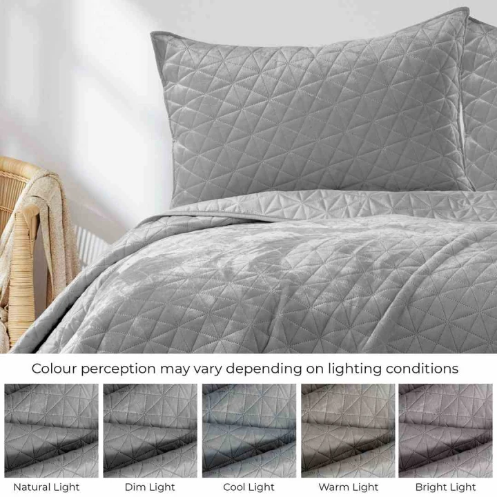Narzuta LAILA 220x240 szara velvet styl glamour lamówka