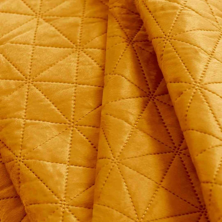 Narzuta LAILA musztardowa 220x240 velvet glamour dwustronna