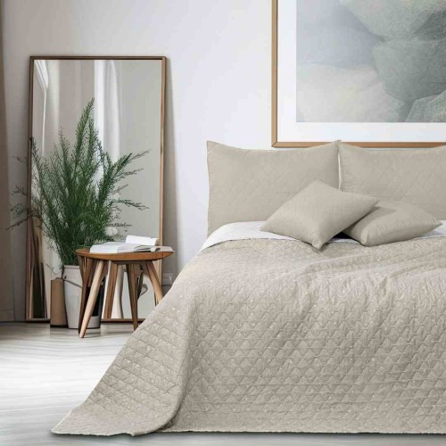 Narzuta ALHAMBRA 220x240 beżowo-biała drukowana elegancka dwustronna dekoracyjna