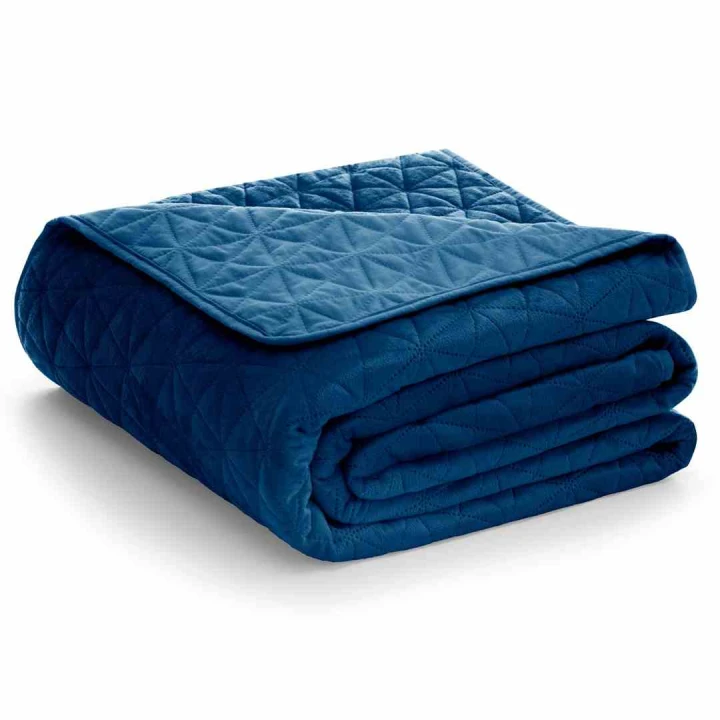 Narzuta LAILA velvet indygo 240x260 glamour dwustronna