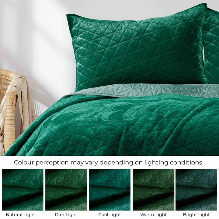 Narzuta LAILA butelkowa zieleń velvet 240x260 styl glamour dwustronna