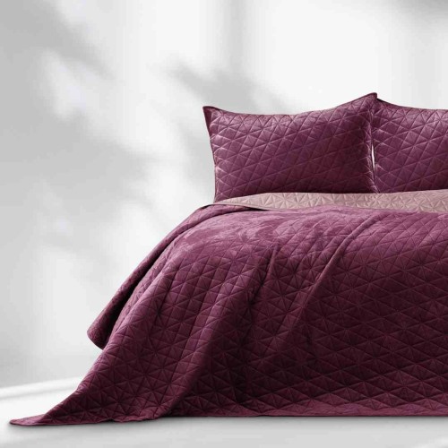 Narzuta LAILA 240x260 bordowo-różowa velvet glamour dwustronna