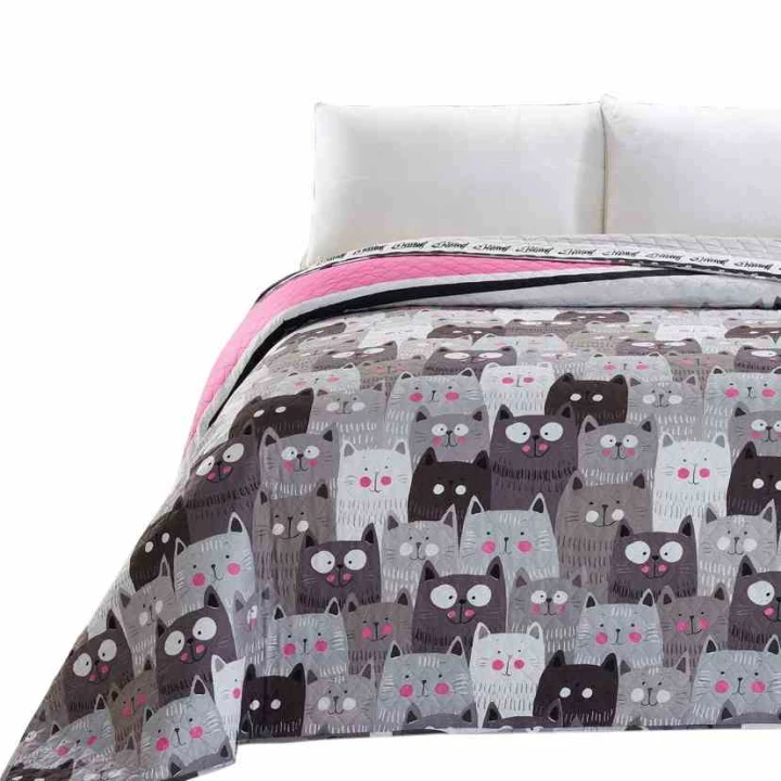 Narzuta Cats Invasion 240x260 szara drukowana