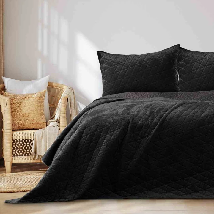 Narzuta Laila czarna glamour 240x260 dwustronna velvet