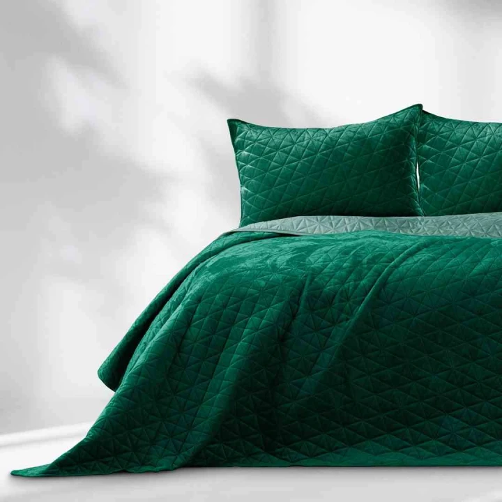 Narzuta butelkowa zieleń glamour dwustronna velvet 260x280