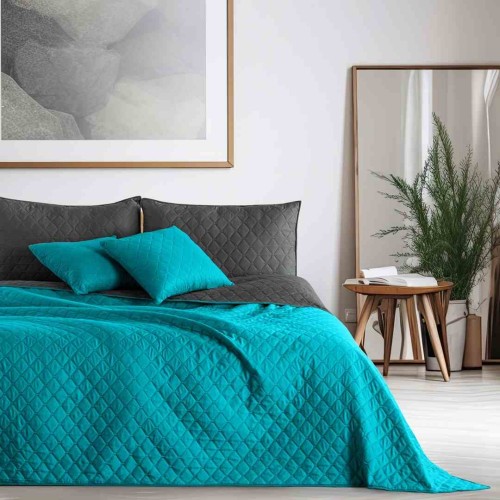 Narzuta AXEL grafitowo morska gładka 260x280 cm DecoKing