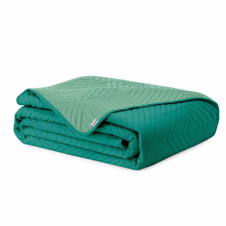Narzuta na łóżko zielona 170x270 dwustronna WitaDecor