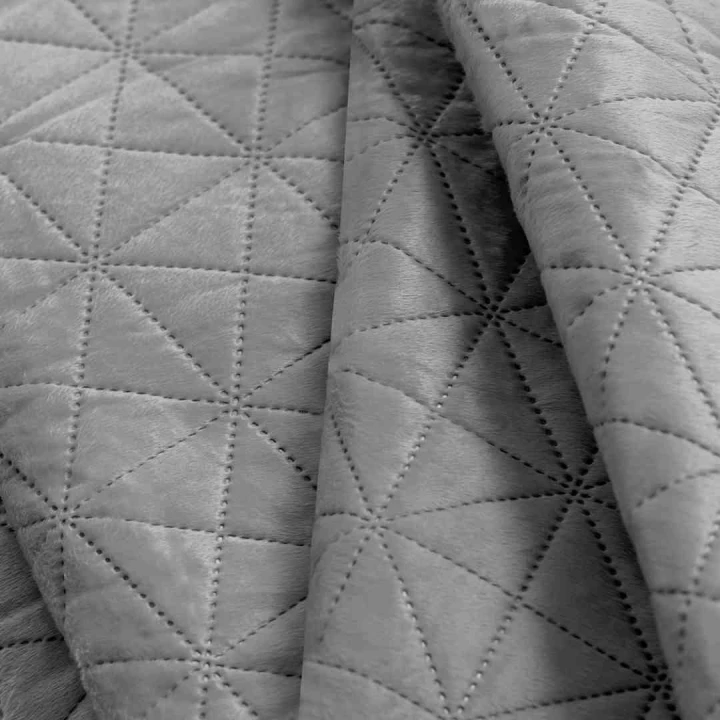 Narzuta na łóżko LAILA szara gładka glamour 170x270 pikowana velvet