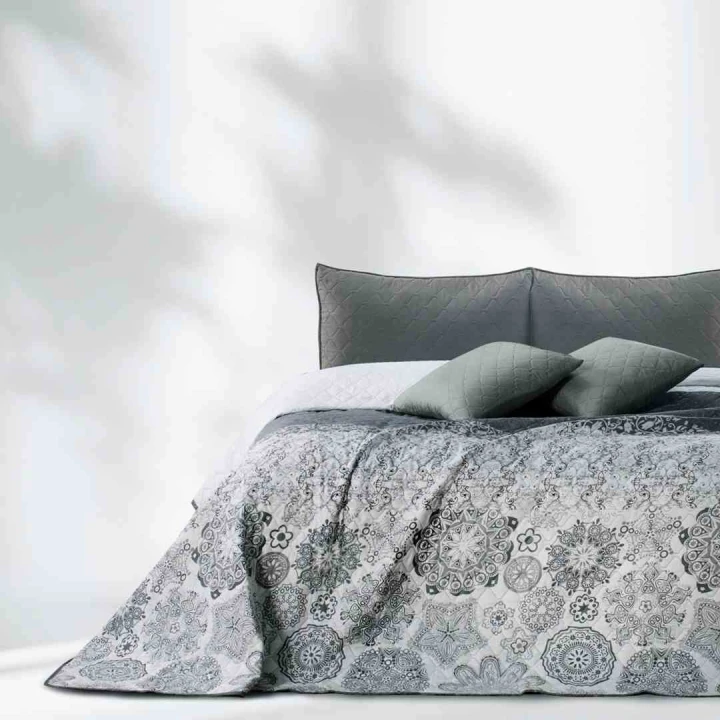 Narzuta na łóżko ALHAMBRA szara 170x270 dwustronna pikowana