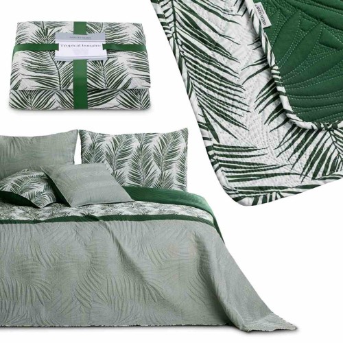 Narzuta na łóżko Tropical Bonaire butelkowa zieleń 170x210 nowoczesna dwustronna