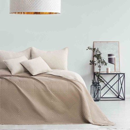 Narzuta na łóżko SOFTA beżowo cappuccino 170x210 klasyczna dwustronna
