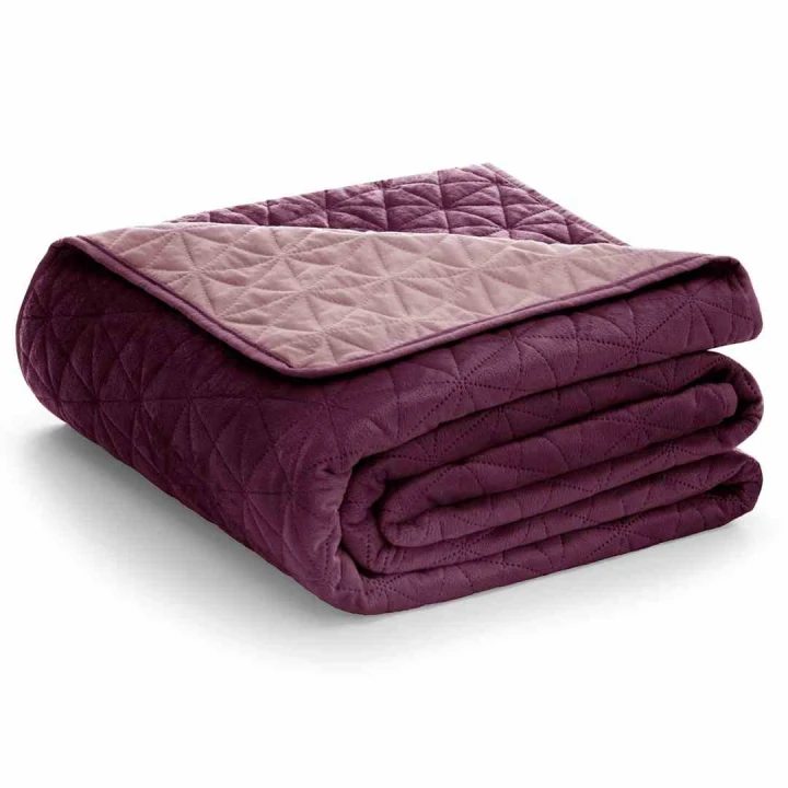 Narzuta na łóżko Laila bordowa glamour 170x210 dwustronna