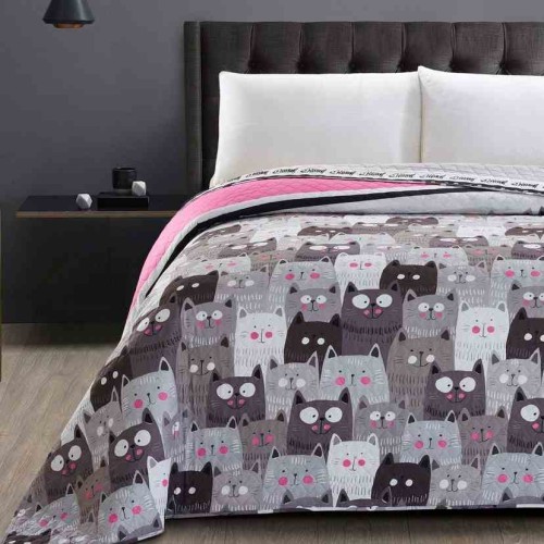 Narzuta na łóżko Cats Invasion szara 170x210 cm