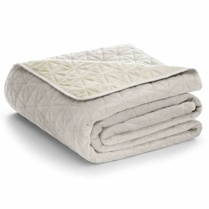 Narzuta na łóżko LAILA jasny beż 170x210 glamour dwustronna velvet
