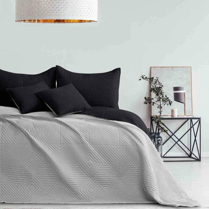 Narzuta na łóżko Softa dwustronna czarna i szara 170x210