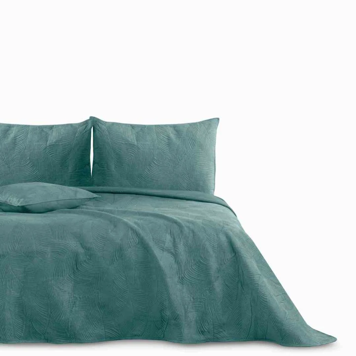 Narzuta na łóżko PALSHA turkusowa gładka nowoczesna 170x210 AmeliaHome