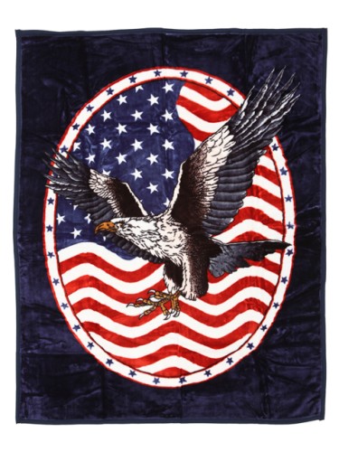 Koc Elway Akrylowy Gruby 160x210 Orzeł Flaga USA