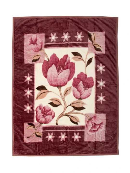 Koc Elway bordowe kwiaty