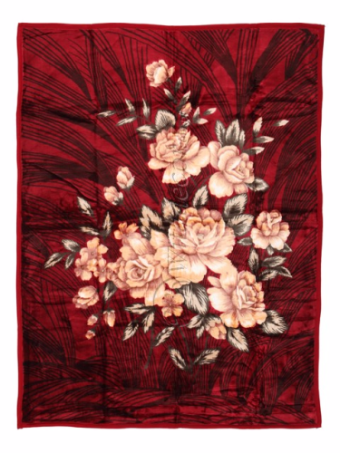 Koc Elway kwiaty bordo 160x210